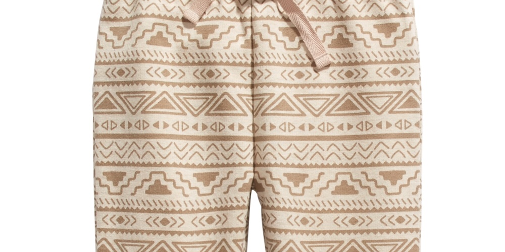 Calça de moletom infantil First Impressions para meninos com estampa geométrica, bege mesclado, tamanho 7