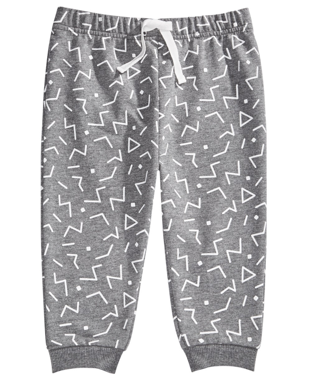 Calça de moletom infantil First Impressions para meninos com estampa geométrica, cinza, tamanho 6