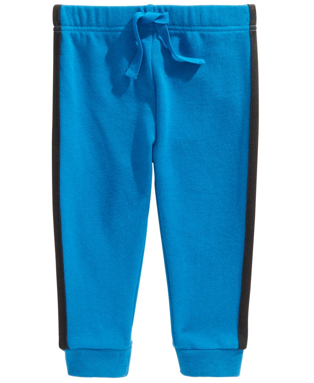Calça jogger listrada lateral para bebê menino First Impressions, azul, tamanho 12 MOS