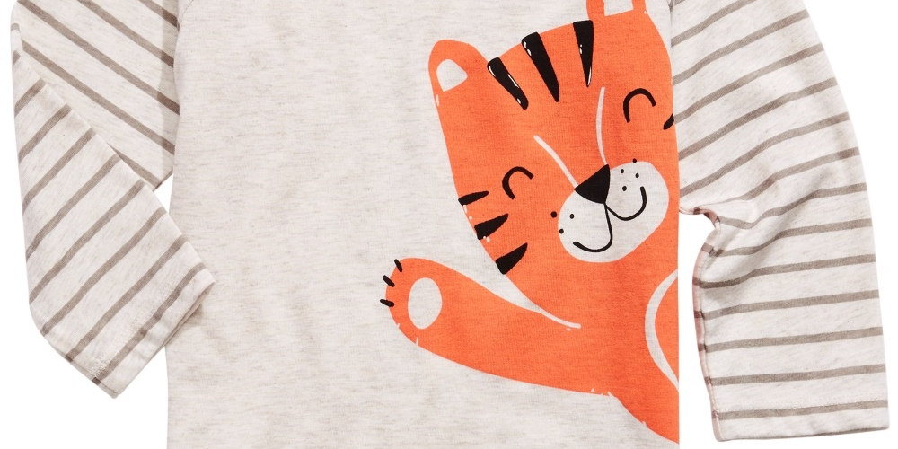 Camiseta infantil estampada de tigre First Impressions para bebês meninos, bege, tamanho 12