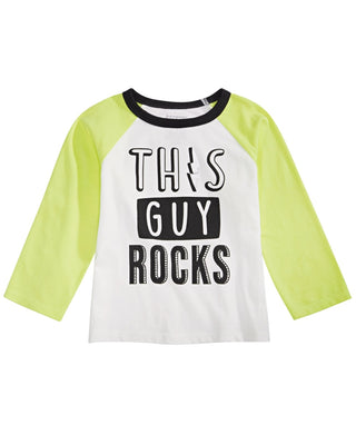 Camiseta de algodão com estampa de rock para meninos First Impressions, branca, tamanho 3MOS