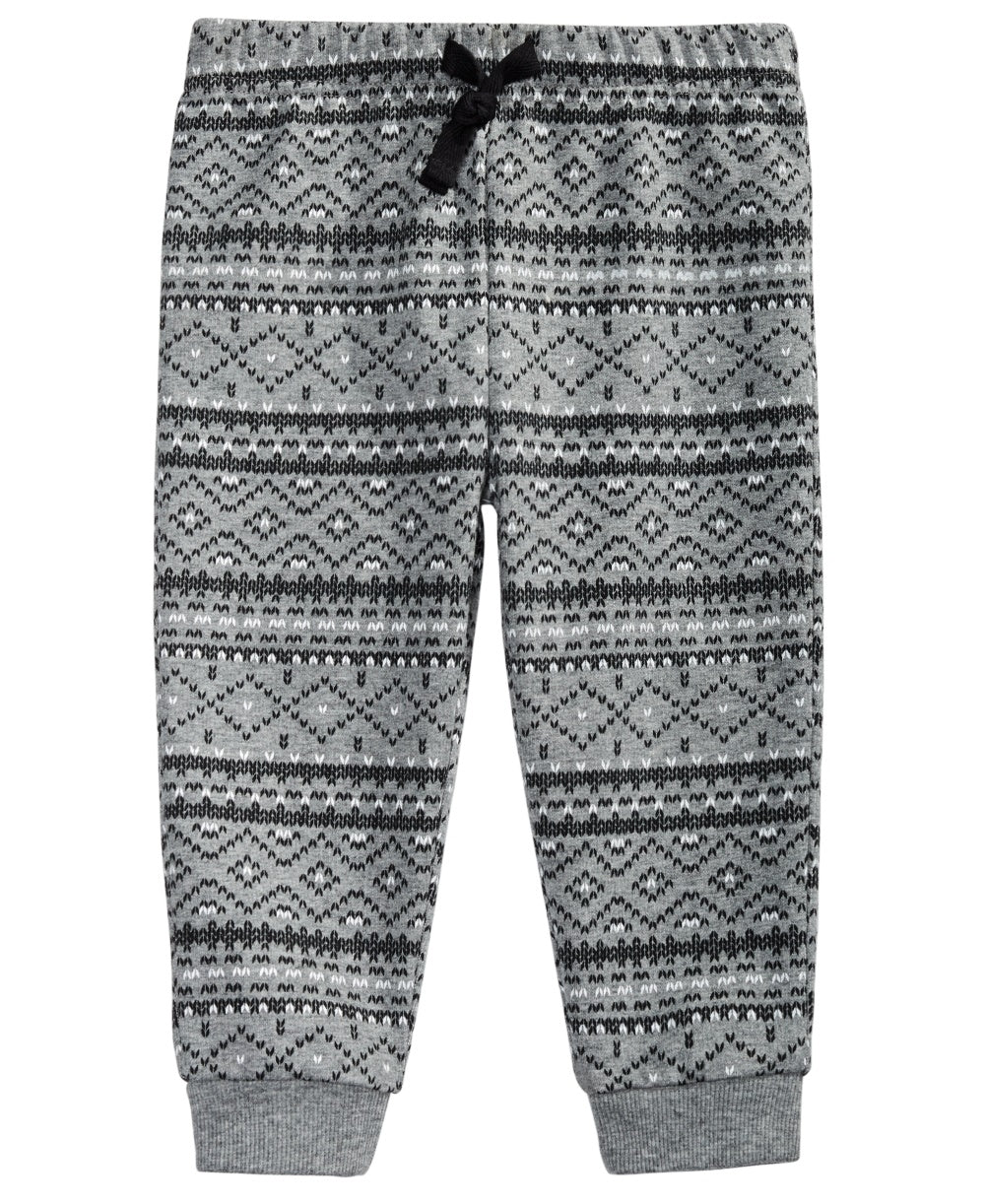 Calça de moletom estampada Fair Isle para meninos First Impressions, cinza, tamanho 18 MO
