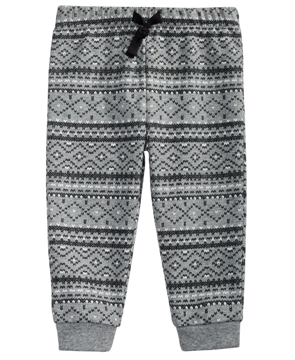 Calça de moletom estampada Fair Isle para meninos First Impressions, cinza, tamanho 24 meses