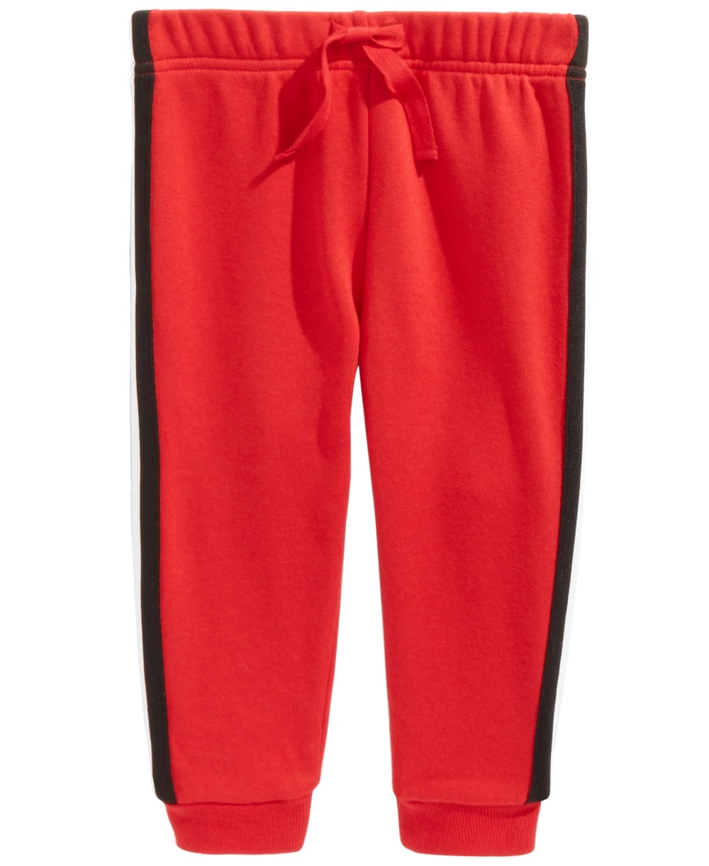Calça jogger listrada lateral infantil First Impressions para bebês meninos, vermelha, tamanho 3