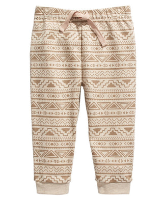 First Impressions Boy's Geo Print Jogger Pants Beige Size 3MOS