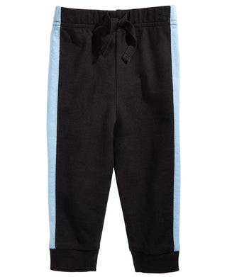 Calça jogger listrada lateral para bebê First Impressions, preta, tamanho 3 a 6 meses