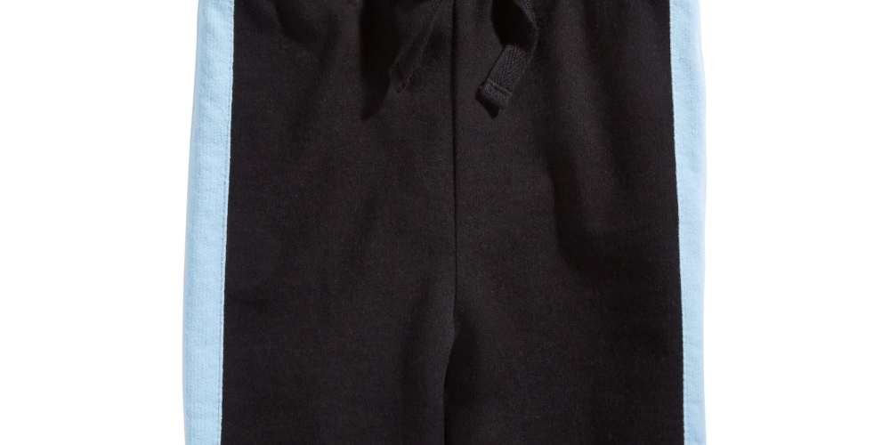 Calça jogger listrada lateral para bebê First Impressions, preta, tamanho 3 a 6 meses