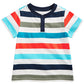 Camiseta Henley Listrada de Algodão para Menino First Impressions, Branca, Tamanho 24 MOS