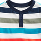 Camiseta Henley Listrada de Algodão para Menino First Impressions, Branca, Tamanho 24 MOS