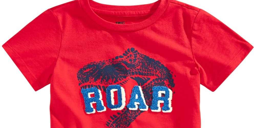 Camiseta infantil infantil Epic Threads Roar Tufted Chenille, tamanho 4, vermelha