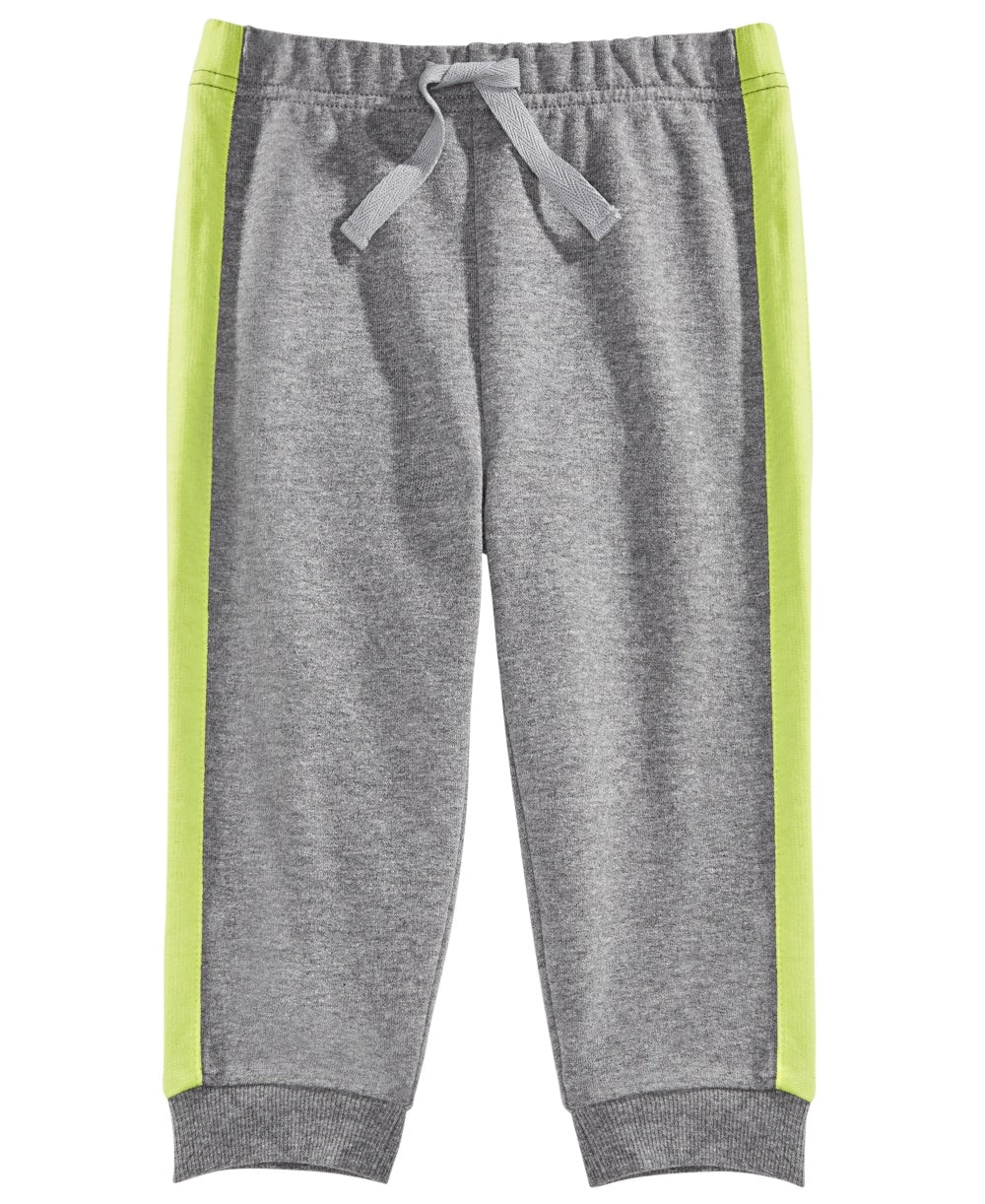 Calça jogger infantil First Impressions com listras laterais para bebês meninos, cinza, tamanho 3