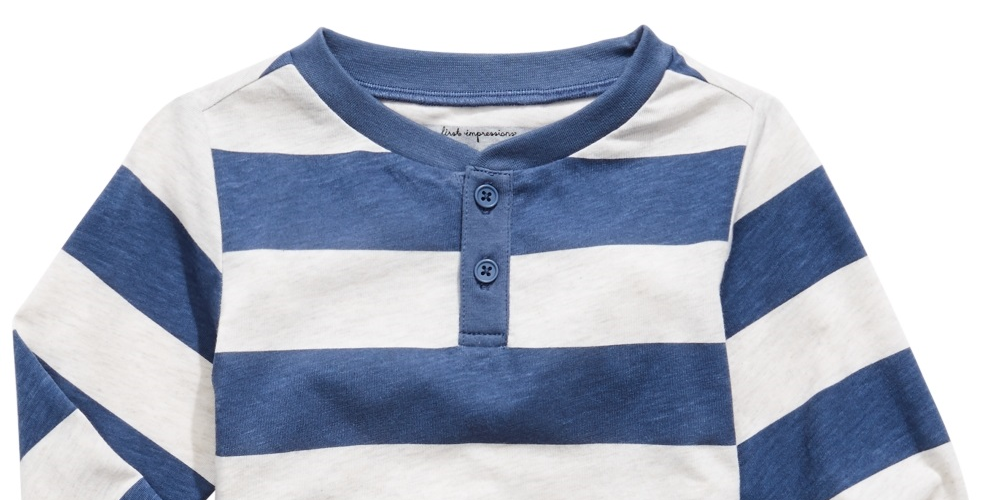 Camiseta Henley Listrada para Menino First Impressions Azul Tamanho 12 MOS