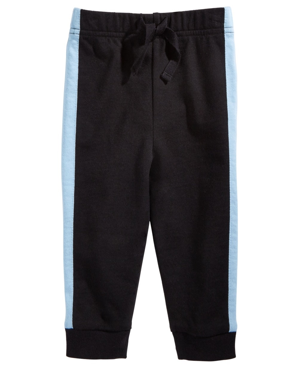 Calça jogger infantil First Impressions com listras laterais para bebês meninos, preta, tamanho 6