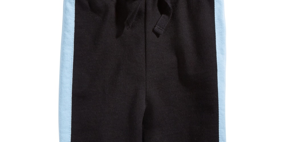 Calça jogger infantil First Impressions com listras laterais para bebês meninos, preta, tamanho 6