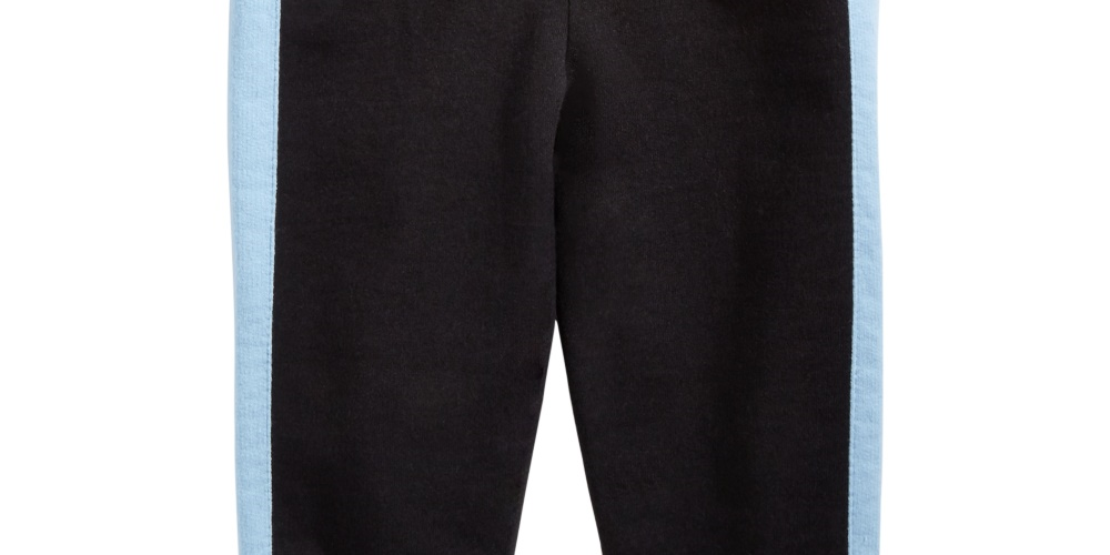 Calça jogger infantil First Impressions com listras laterais para bebês meninos, preta, tamanho 6