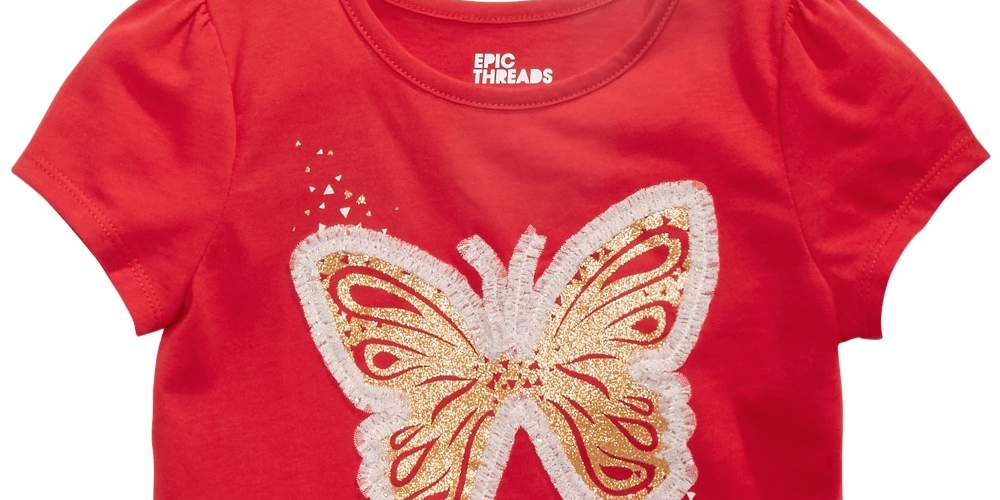 Camiseta infantil borboleta Epic Threads vermelha tamanho 5