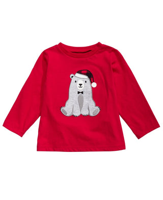 Camiseta estampada com urso de Papai Noel First Impressions para bebê menino, vermelha, tamanho 12 meses
