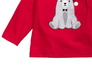 Camiseta estampada com urso de Papai Noel First Impressions para bebê menino, vermelha, tamanho 12 meses