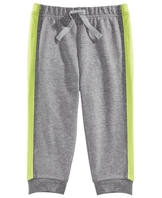 Calça jogger esportiva e fofa com listras laterais First Impressions para meninos, cinza, tamanho 6 MOS
