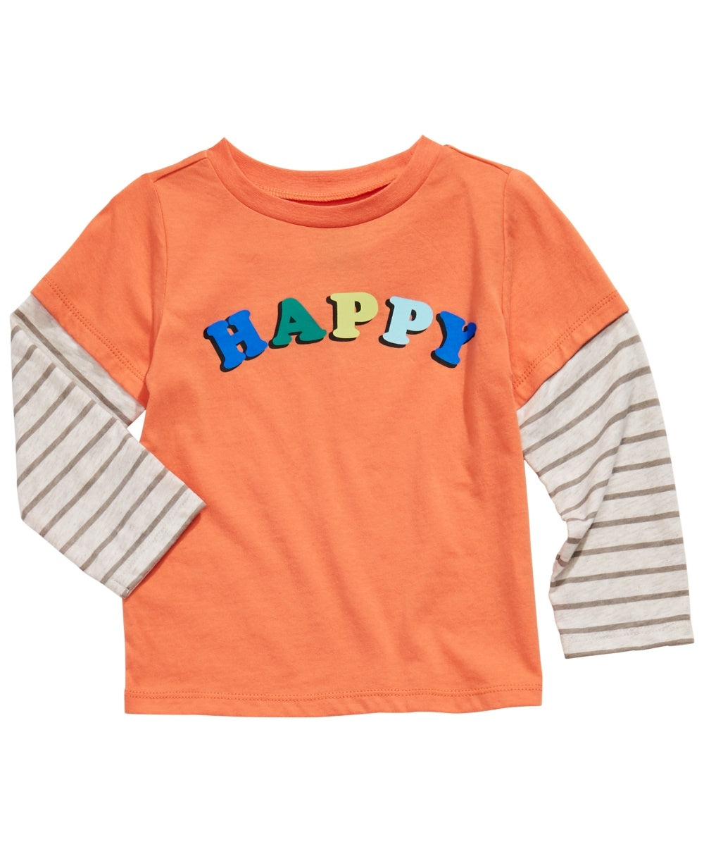 Camiseta infantil First Impressions para meninos, estampa alegre e em camadas, tamanho 3T, laranja