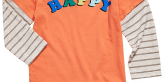 Camiseta infantil First Impressions para meninos, estampa alegre e em camadas, tamanho 3T, laranja