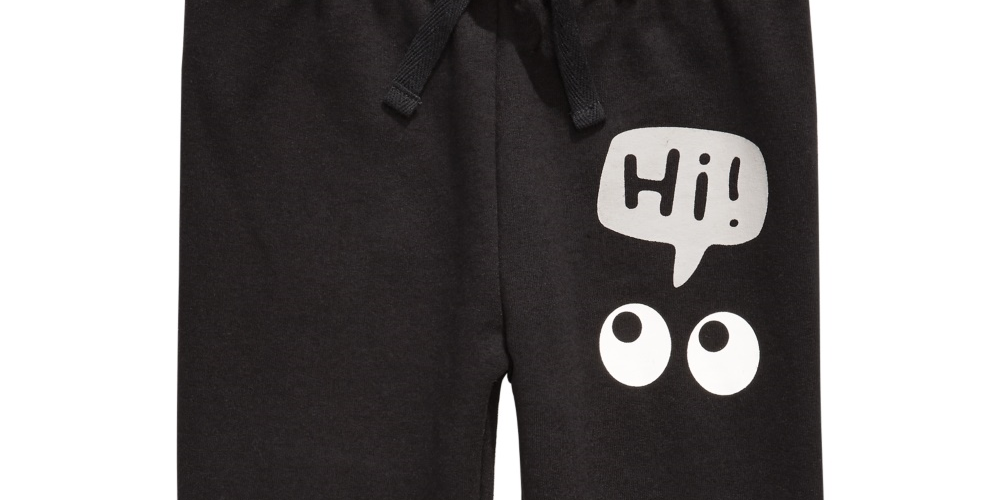 Calça jogger estampada para bebês meninos First Impressions, preta, tamanho 6 a 9 meses