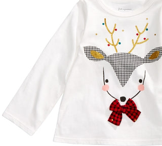 Camiseta infantil First Impressions com laço de rena para meninas, tamanho 2T