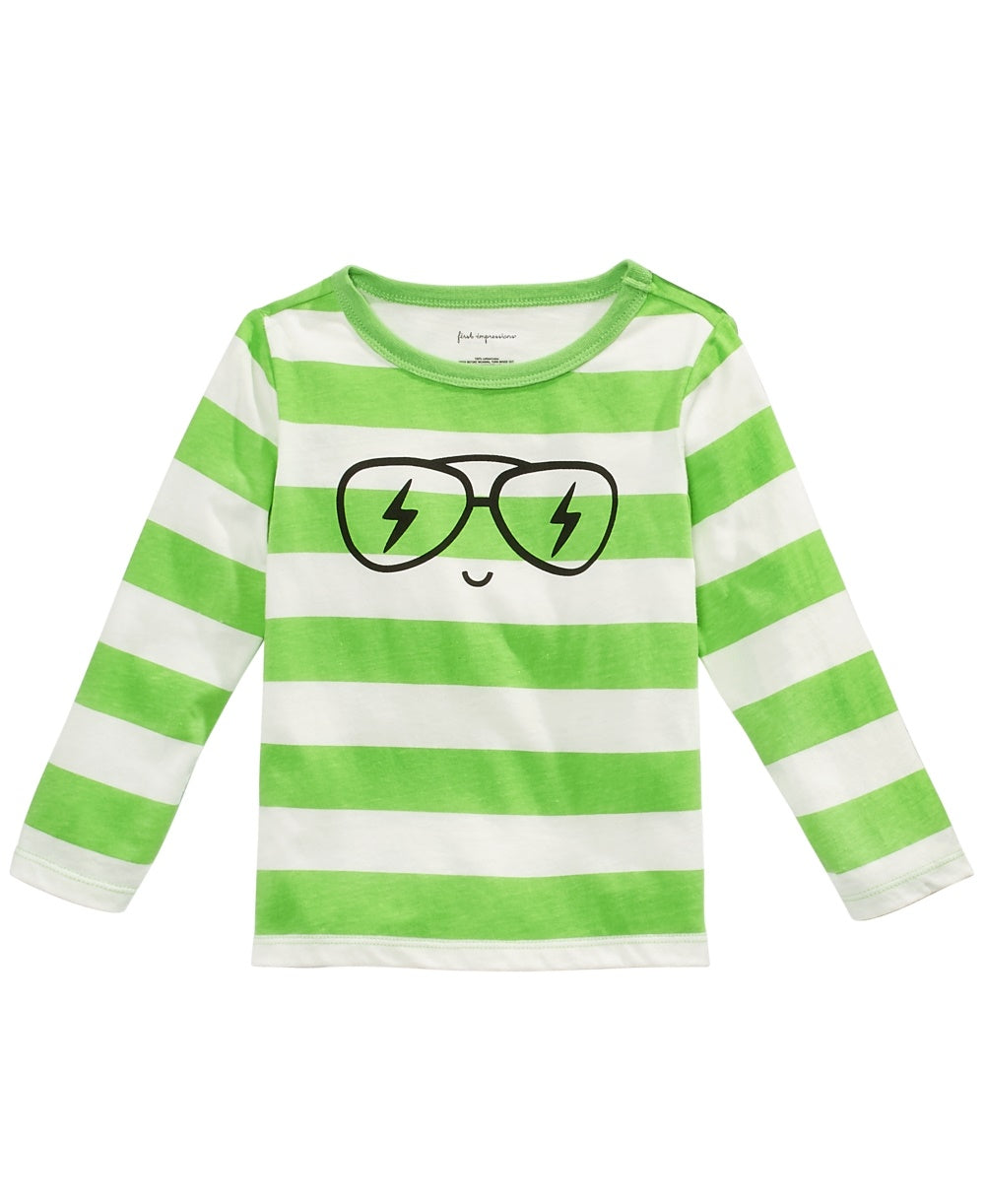 Camiseta de algodão com estampa de rosto listrado First Impressions para meninos, tamanho 2T REG