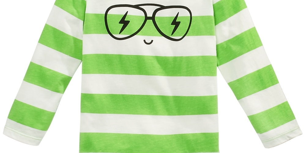 Camiseta de algodão com estampa de rosto listrado First Impressions para meninos, tamanho 2T REG