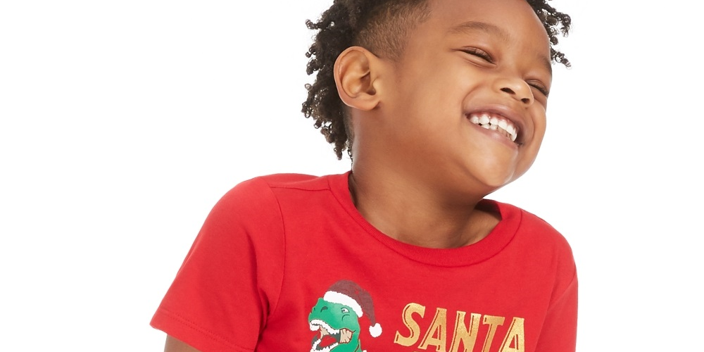 Camiseta infantil masculina com estampa de Papai Noel Saurus da Epic Threads, vermelha, tamanho 2