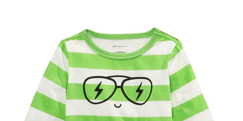 Camiseta infantil de algodão com estampa de rosto listrado First Impressions para bebês meninos, tamanho 18