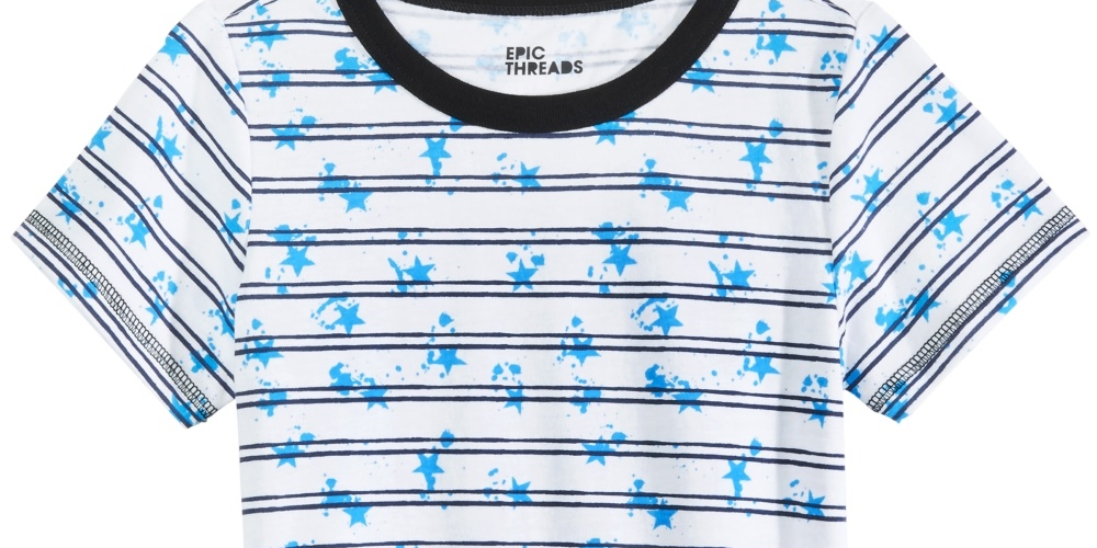 Camiseta listrada Epic Threads para meninos, branca, tamanho 2T REG