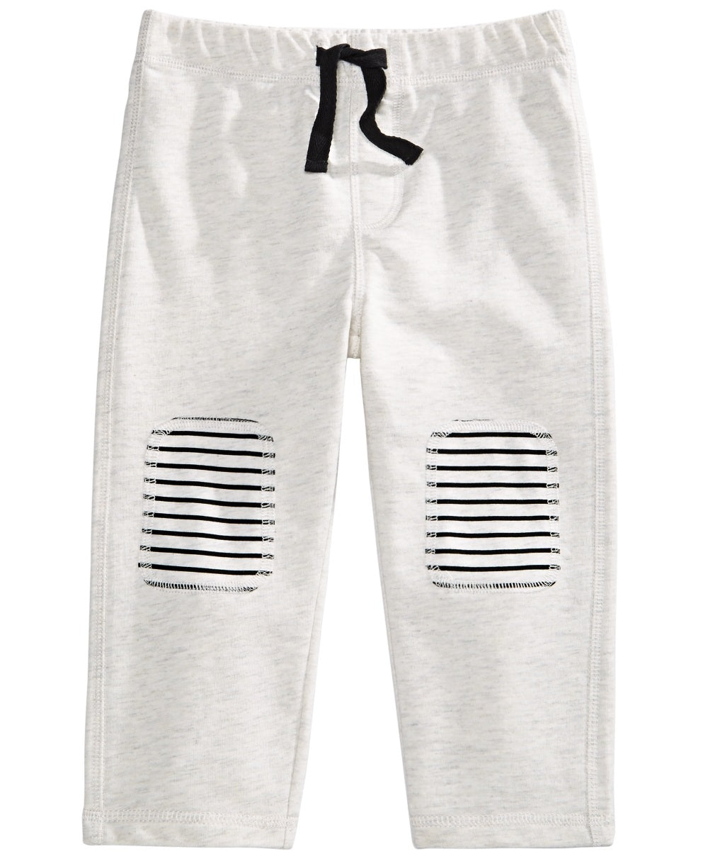 Calça jogger com remendo no joelho para bebê First Impressions, branca, tamanho 3 a 6 meses