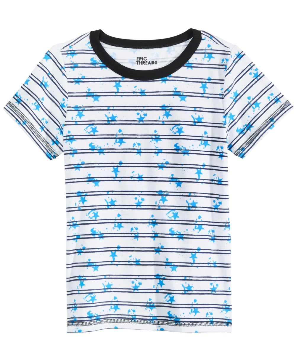 Camiseta listrada infantil Epic Threads Little Boy's Splatter, branca, tamanho 6
