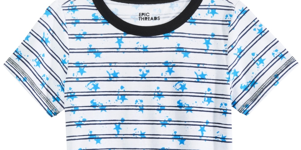 Camiseta listrada infantil Epic Threads Little Boy's Splatter, branca, tamanho 6