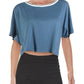 Camiseta feminina Free People Forever Yours Fitness Running Azul Escuro Tamanho P