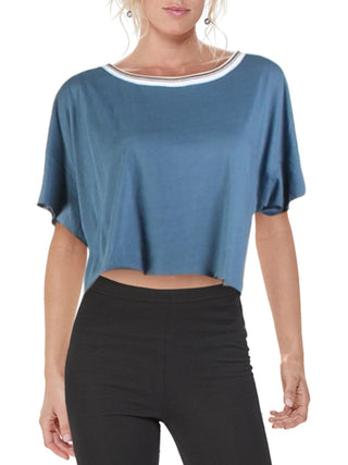 Camiseta feminina Free People Forever Yours Fitness Running Azul Escuro Tamanho P