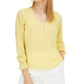 Blusa feminina estampada com babados e punhos Maison Jules, tamanho médio, amarelo, tamanho extragrande