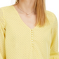 Blusa feminina estampada com babados e punhos Maison Jules, tamanho médio, amarelo, tamanho extragrande