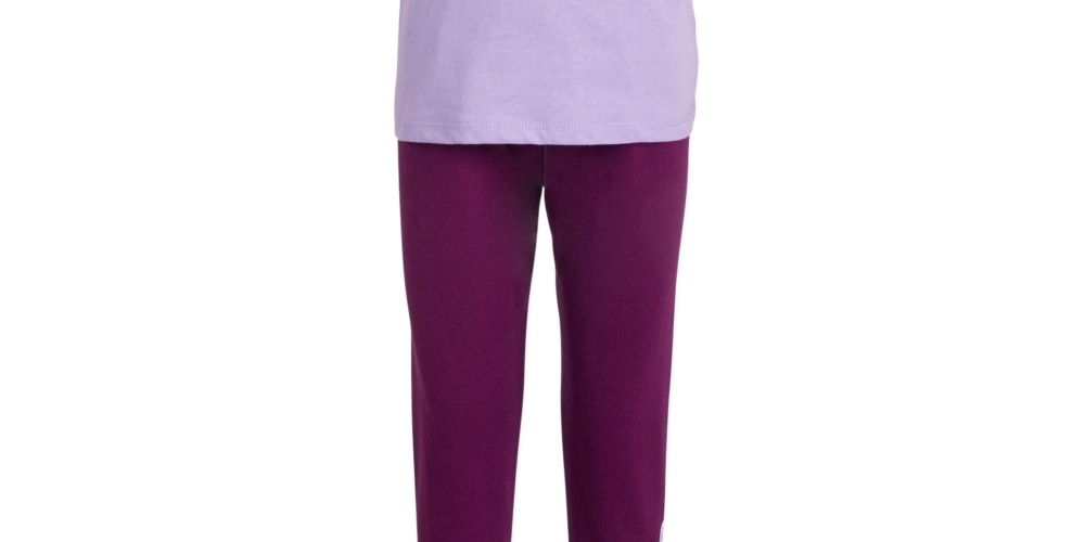 Conjunto de 2 peças de camiseta e calça jogger francesa Champion infantil para meninas, roxo, tamanho 2T