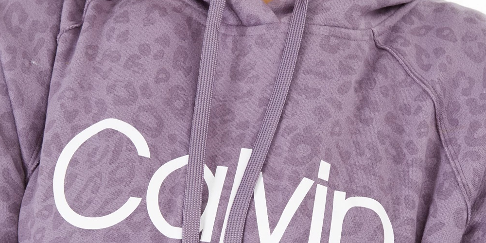 Calvin Klein Moletom com capuz feminino com estampa animal, roxo, tamanho 2X