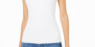 Blusa de malha sem mangas com acabamento em ilhós Bar III feminina, branca, tamanho XXS