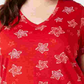 Camiseta feminina plus size de algodão estampada estilo &amp; co vermelha tamanho 2X