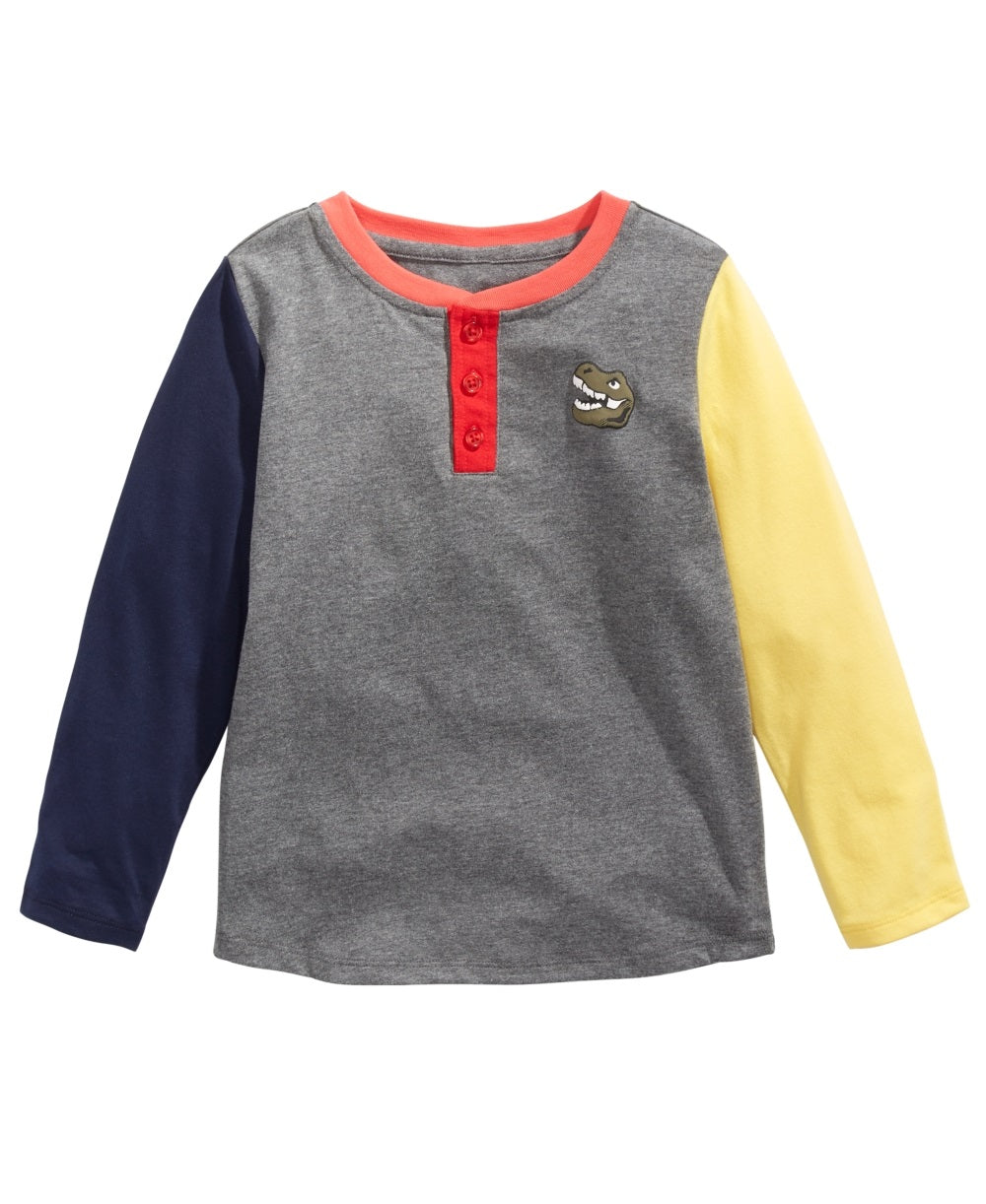 Camiseta infantil Epic Threads com estampa de dinossauro em blocos de cores, cinza, tamanho 3