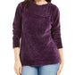 Karen Scott Suéter Feminino Gola Envelope Chenille Roxo Tamanho PS