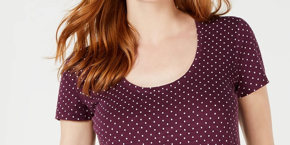 Camiseta feminina com estampa de borda Lucky Brand, roxa, tamanho extragrande