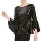 Blusa feminina MSK com manga sino e bolinhas espelhadas, preta, tamanho GG