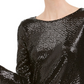Blusa feminina MSK com manga sino e bolinhas espelhadas, preta, tamanho GG
