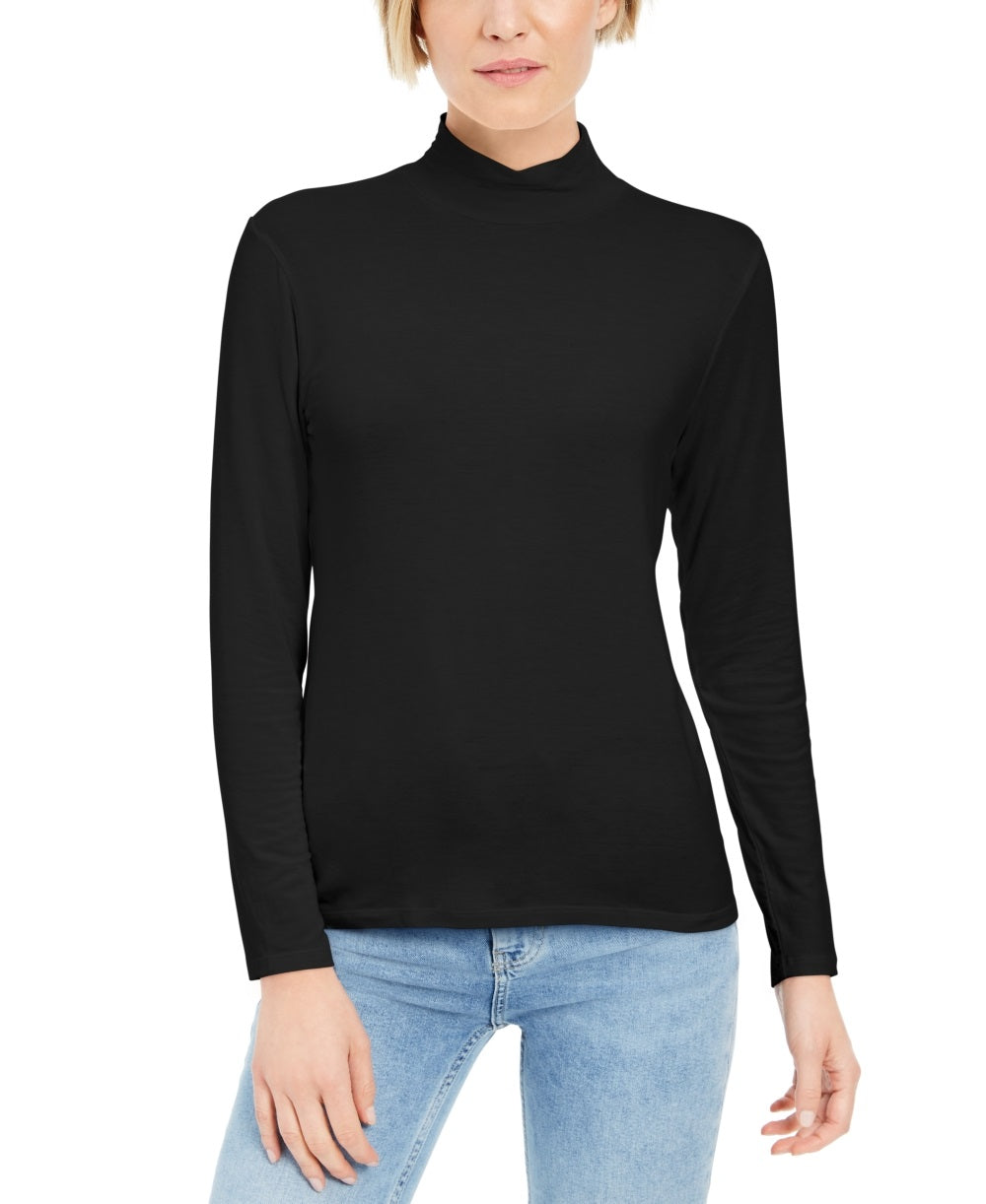 Blusa de gola falsa feminina Style &amp; Co, preta, tamanho pequeno grande