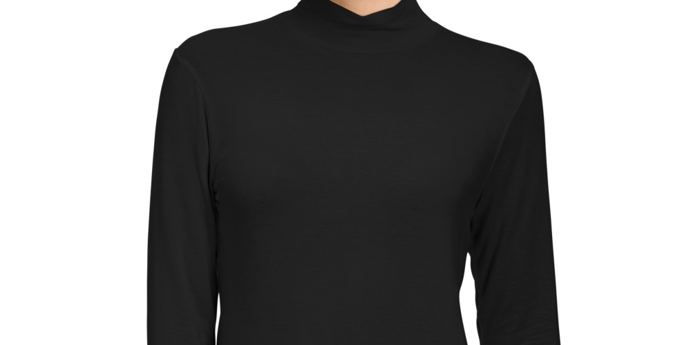 Blusa de gola falsa feminina Style &amp; Co, preta, tamanho pequeno grande